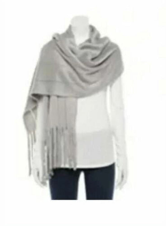 LAUREN CONRAD BRUSHED KNIT LIGHTWEIGHT GRAY WINTER SCARF LONG FRINGE SOFT NEW