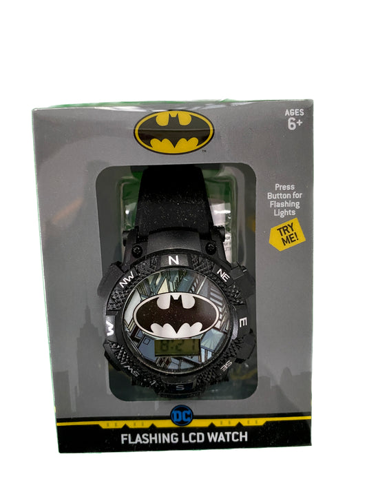 BATMAN DC COMICS SUPERHERO Digital LCD Watch w/ Flashing Light-Up Face NWT NIB