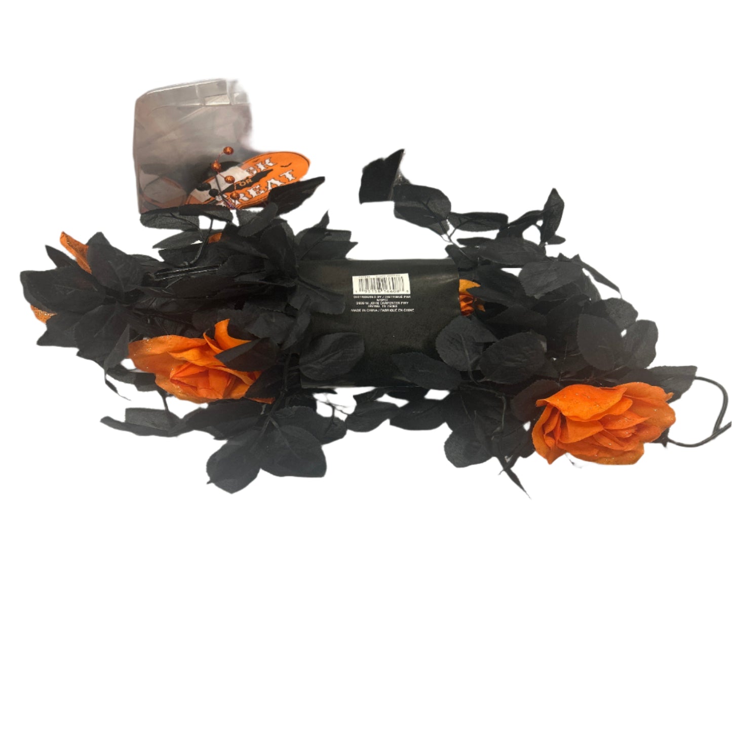 Ashland Halloween Glitter Orange Rose Black Chain Garland 6ft
