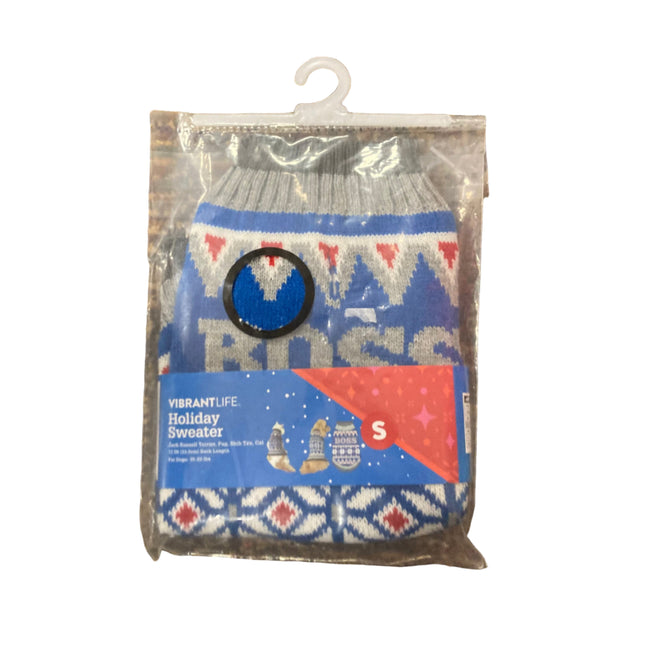 Vibrant Life Blue Boss Holiday Sweater 13in 10-20Lb S