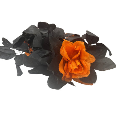 Ashland Halloween Glitter Orange Rose Black Chain Garland 6ft