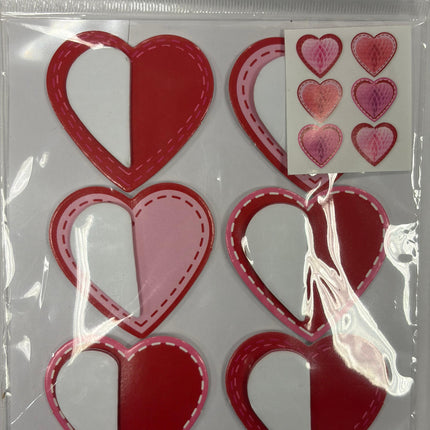 Valentine’s Day Heart Stickers Set - 6 Pcs