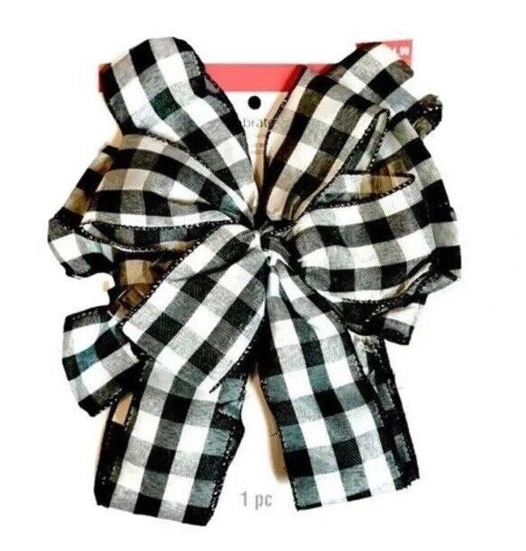 Christmas Black & White Buffalo Check 22" Extra Large Fabric Bow