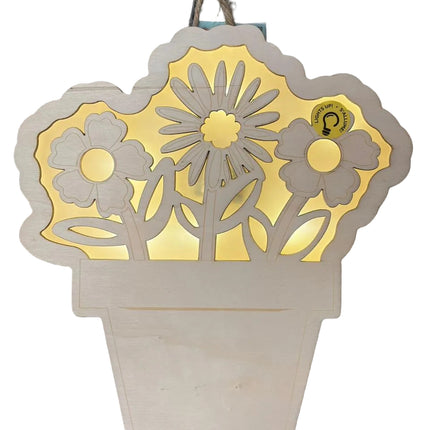 Make Market DIY LED Plywood Décor – Flower Pot (Wall‑Hangable)