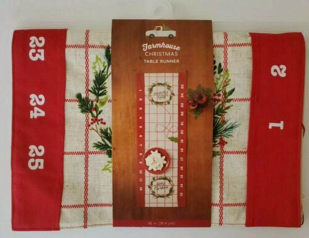 Table Runner, St. Nicholas Square, Farm House Christmas Calendar 36" x 13" NEW