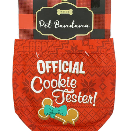 WOOF, PET BANDANA, OFFICIAL COOKIE TESTER, S/M 13-15 IN