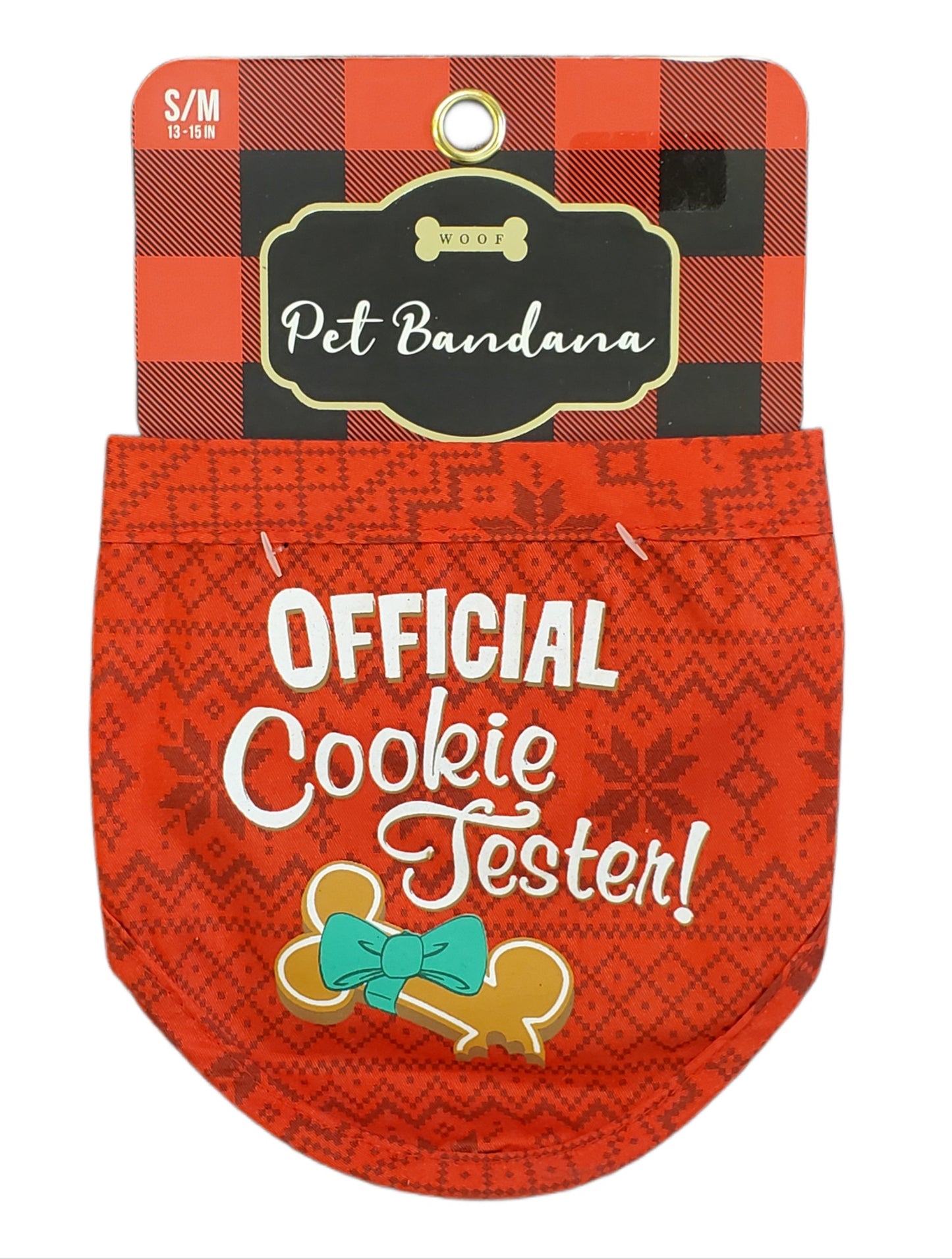 WOOF, PET BANDANA, OFFICIAL COOKIE TESTER, S/M 13-15 IN