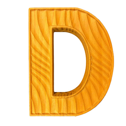 Decorative Wooden Monogram Letter “D” – 7" x 5.5" Carved Wall Décor