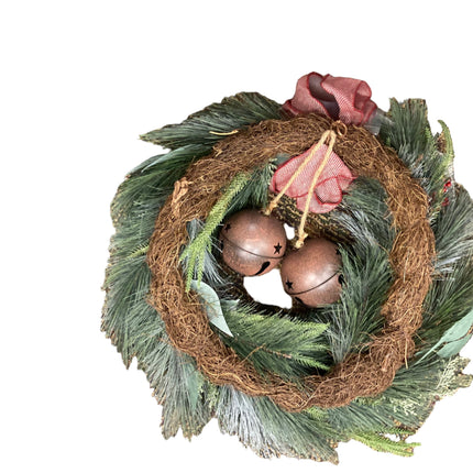 Ashland Christmas Premium Floral Pine Christmas Wreath with Bells 21in