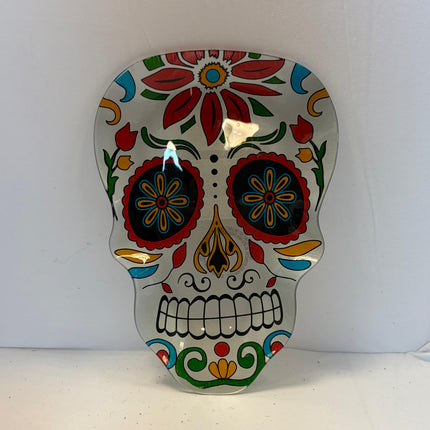 12 x 8 Day of the Dead Skull Decorative Glass Plate