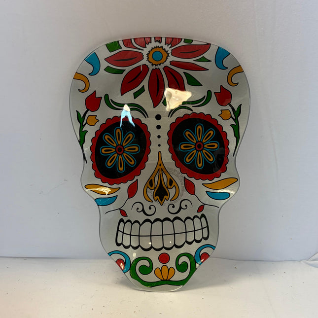 12 x 8 Day of the Dead Skull Decorative Glass Plate
