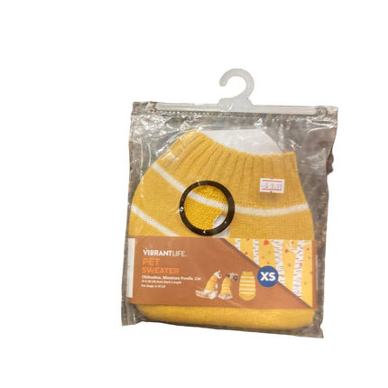 Vibrant Life Yellow and White Pet Sweater 10.5in 5-10LB XS