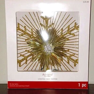 Lighted Tree Topper 10 Clear Lights Gold Ashland Christmas