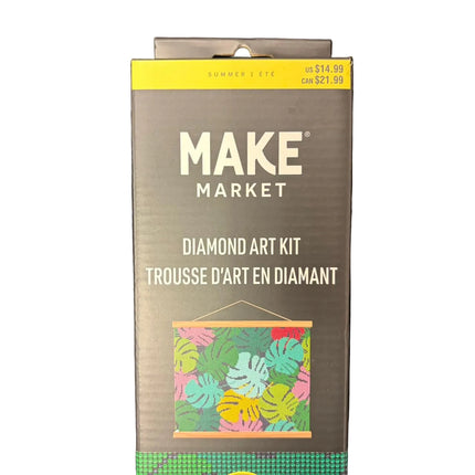 Tropical Leaves Diamond Art Kit with Frame – 11" x 14" DIY Craft