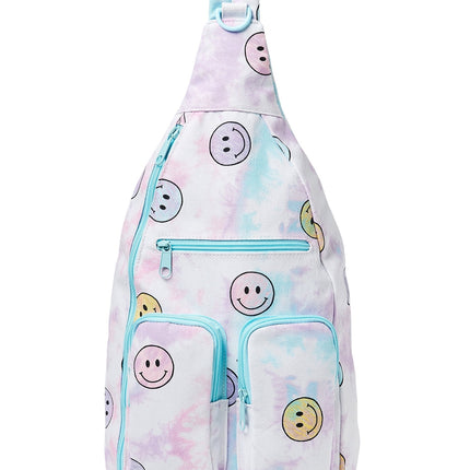 No Boundaries Sling Bag – Tie Dye Smiley Print