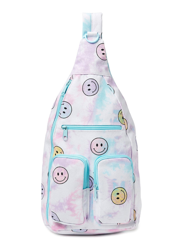No Boundaries Sling Bag – Tie Dye Smiley Print