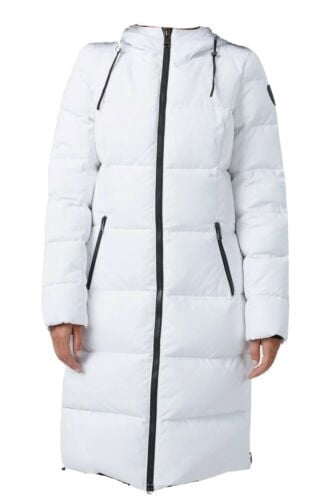 Pajar Womens Jayde White Down Insulated Fur Down Coat Outerwear