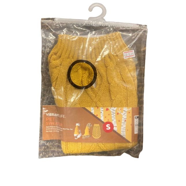 Vibrant Life Yellow Pet Sweater 13in 10-20LB S