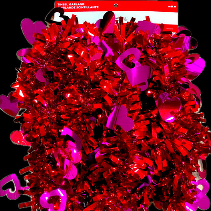 Pink & Red Tinsel Valentine's Day Garland
