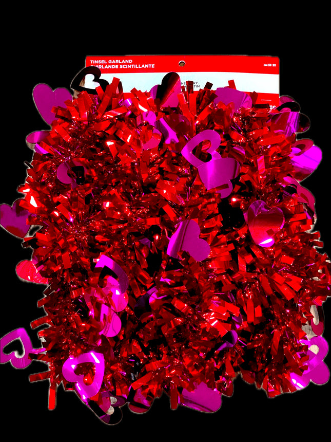 Pink & Red Tinsel Valentine's Day Garland