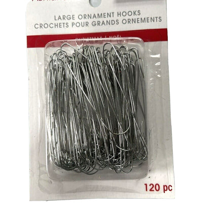 NEW ASHLAND LARGE 2.25" SILVER ORNAMENT HOOKS 120 PIECES CHRISTMAS WREATH TREE