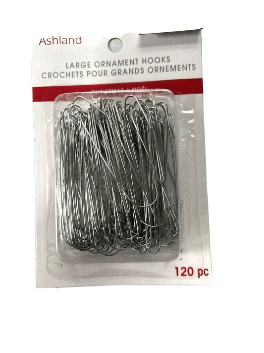 NEW ASHLAND LARGE 2.25" SILVER ORNAMENT HOOKS 120 PIECES CHRISTMAS WREATH TREE