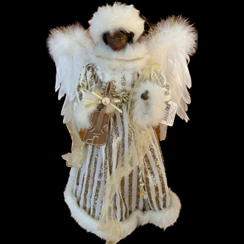 18" Elegant Black Angel Christmas Tree Topper