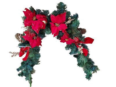 6ft Ashland Poinsettia Christmas Garland Centerpiece