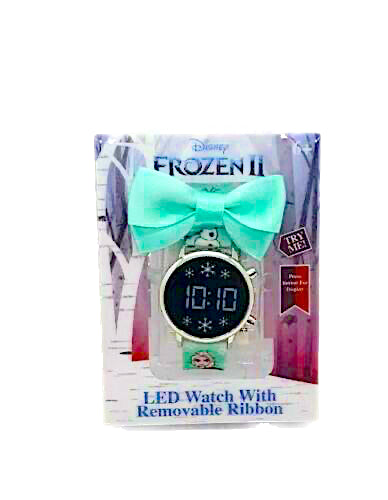 Disney Frozen II Mirror Bow LED Watch with Removable Bow in teal. New!