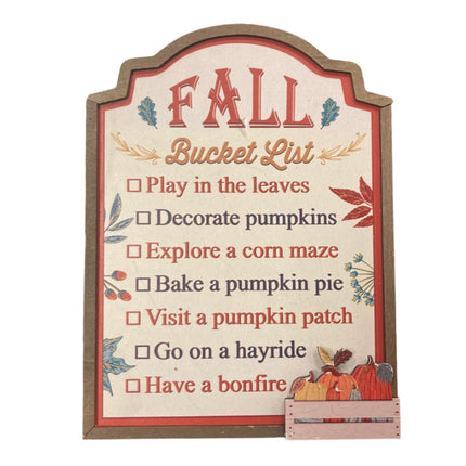 Ashland Fall Bucket List Table Decor 8x6in