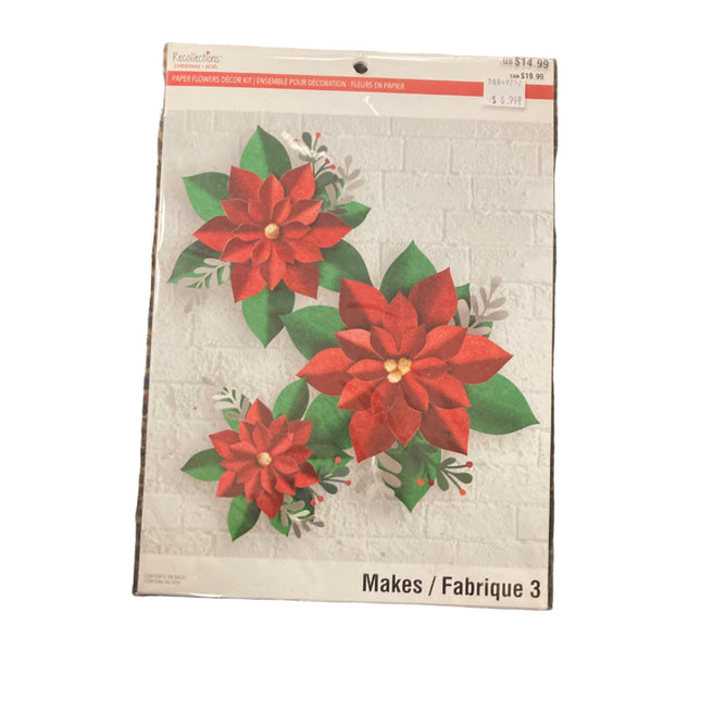 Recollections Christmas Paper Flowers Decor Kit 11x8in
