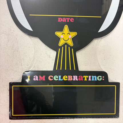 Trophy-Shaped Chalkboard Sign – 16" x 11" Celebration Message Board