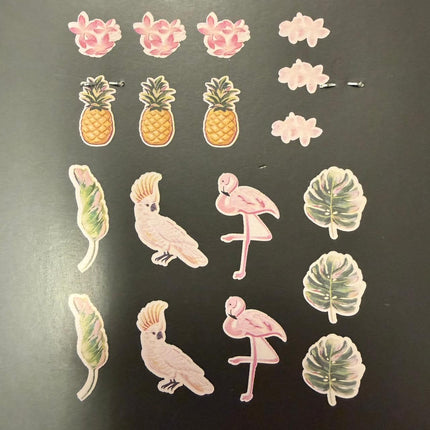 Tropical Bird & Palm Wooden Craft Shapes – Summer DIY Décor Set (18 Pieces)