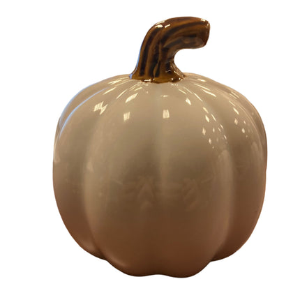 Ashland Fall White Porcelain Pumpkin with Letter U 5x5in
