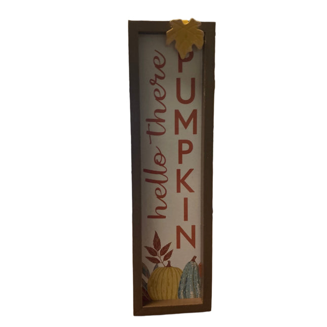 Ashland Fall Hello Pumpkin Table Sign 12x3in