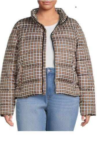 TIME AND TRU Plaid Puffer Jacket XL 16-18