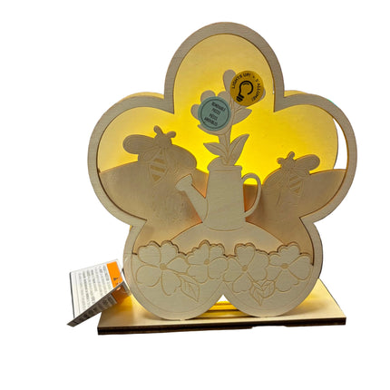 Make Market DIY LED Wooden Décor – Flower with Bees (8" Height × 7" Width)