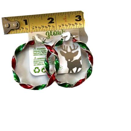 Christmas Hoop Earrings Red & Green - Claire's