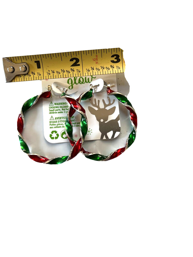 Christmas Hoop Earrings Red & Green - Claire's
