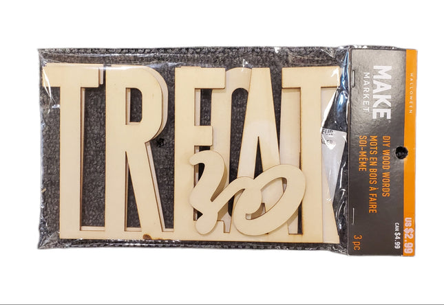 Make Market, DIY Wooden Words Tick or Treat 3pc