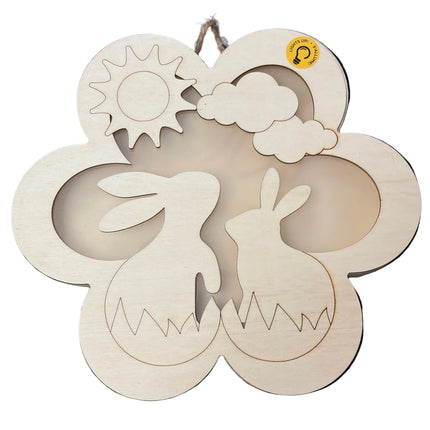 Make Market DIY LED Plywood Décor – Flower With Bunnies (Wall‑Hangable)