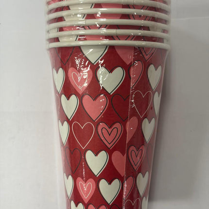 Valentine's Day Heart Design Paper Cups 11.5 fl.oz 6 Pcs by Celebrate It