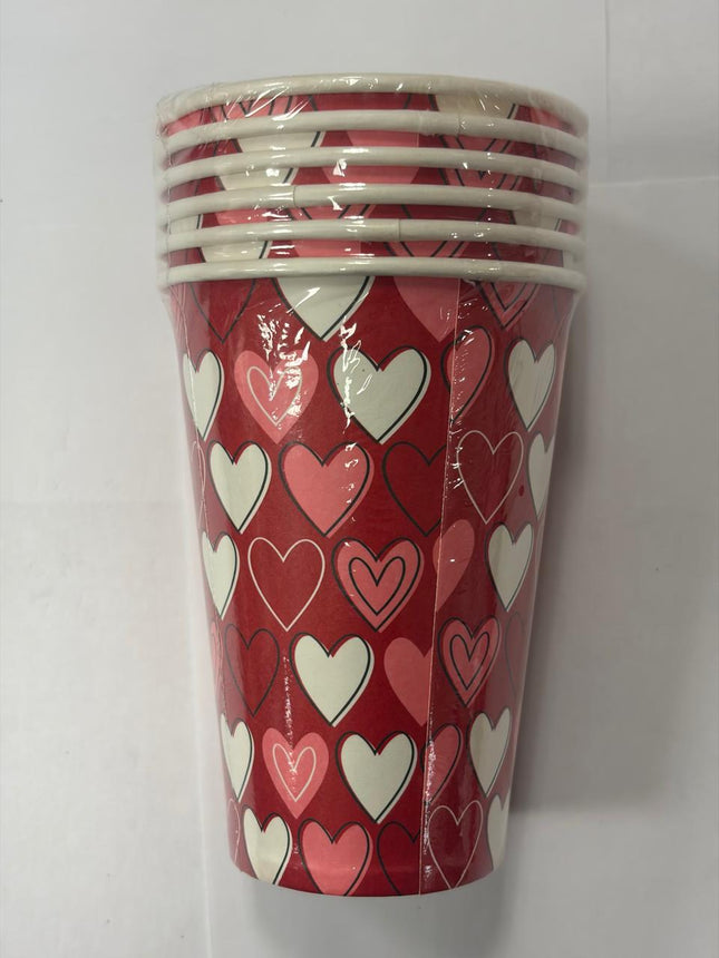Valentine's Day Heart Design Paper Cups 11.5 fl.oz 6 Pcs by Celebrate It