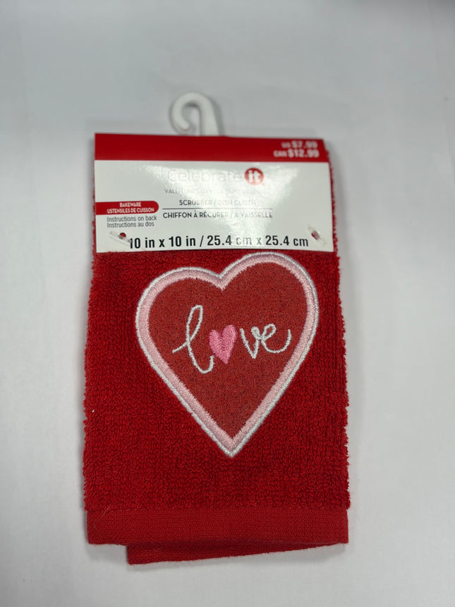 Celebrate It Valentine Love Scrubber Dish Cloth