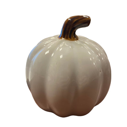 Ashland Fall White Porcelain Pumpkin with Letter I 5x5in