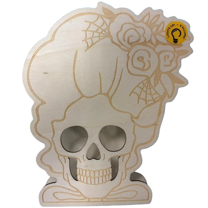 Light-Up Skull Floral Décor – DIY Halloween Craft (7.5" x 6")