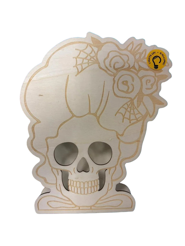 Light-Up Skull Floral Décor – DIY Halloween Craft (7.5" x 6")