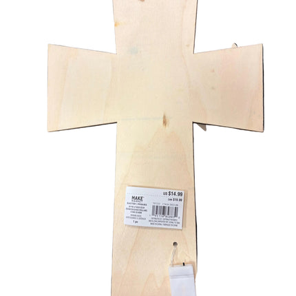 Make Market Wooden Décor – Hanging Floral Cross (13" Height × 9" Width) – Wall Hangable