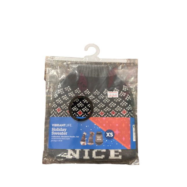 Vibrant Life Pet Sweater Naughty or Nice 10.5in 5-10LB XS