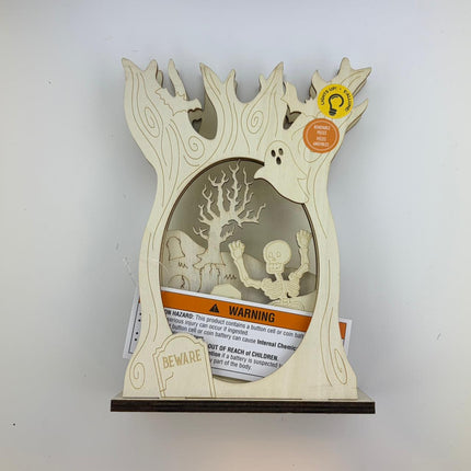 DIY LED Halloween Graveyard Tree Shadow Box Decor 8 x 6 in